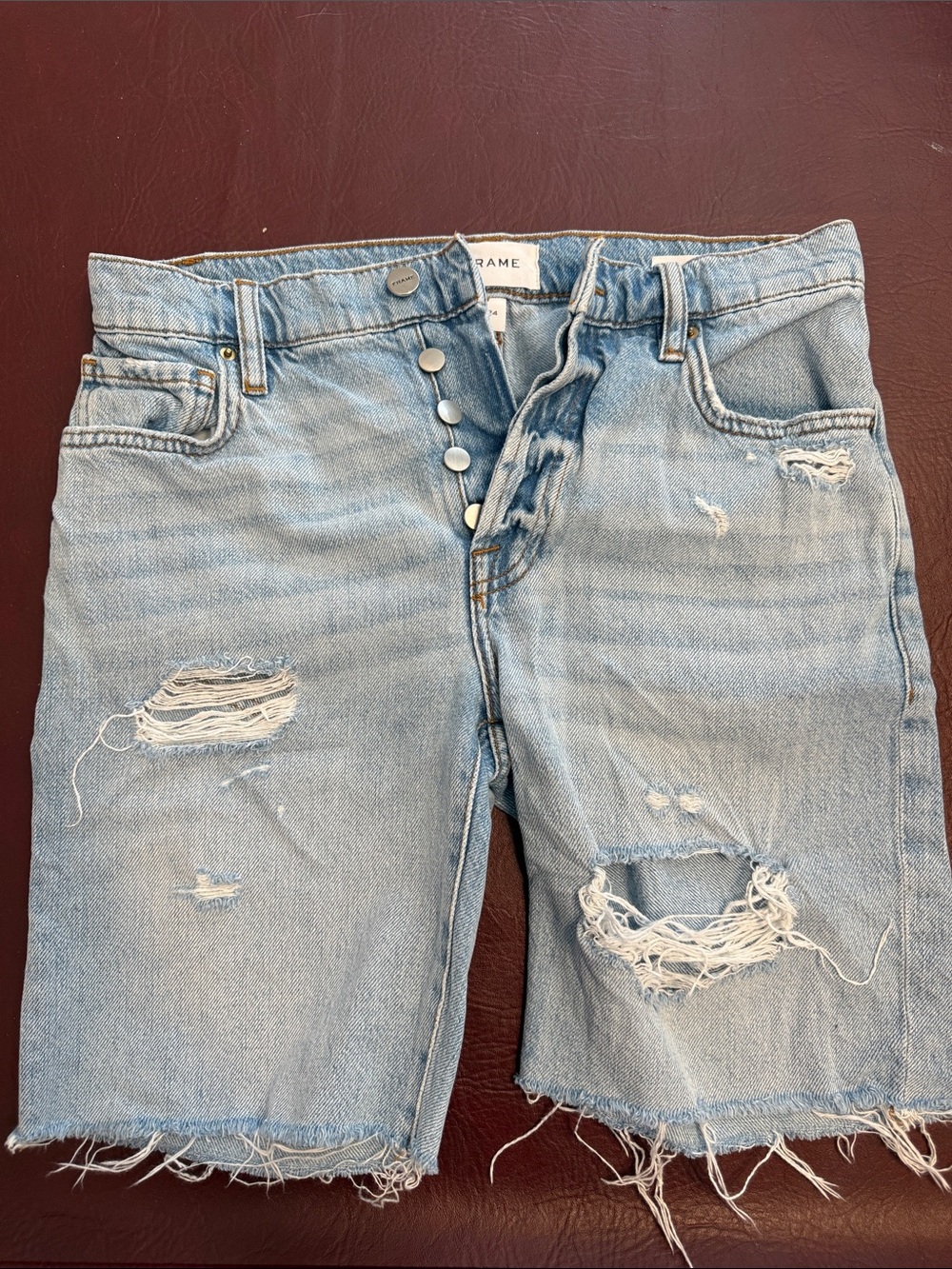 Frame Denim Light Blue Jean shorts with Contrast Stitching